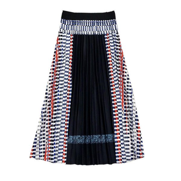 a980febc-e518-4363-8402-017e342082f0.jpg New Women's Skirts Stitching Pleated Skirt Bohemian Plaid A-line Skirt