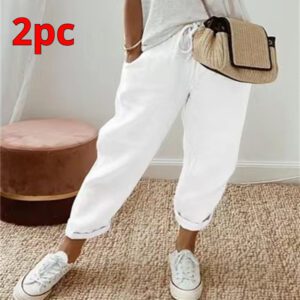 Women's Fashion Cotton Linen Solid Color Casual Pants