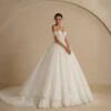 Off-shoulder Bridal Main Wedding Dress Elegant Court Style High-grade Luxury French Light Door Yarn