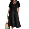 2026 Spring Summer European And American Women's New Solid Color Loose High Waist Cotton And Hemp Dress