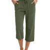 Wish Spring And Autumn European And American Women's Fashion Solid Color Cotton Linen Loose Drawstring Wide-Leg Casual Pants For Women