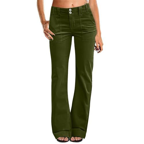 Hot-selling Women's Pocketed Elastic Waist Twill Cotton Pants, High-waisted, Comfortable, Slim-fit, Formal And Casual Wide-leg Pants