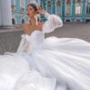 Off-shoulder Lightweight Wedding Dress That Flatters The  With A Trailing Train