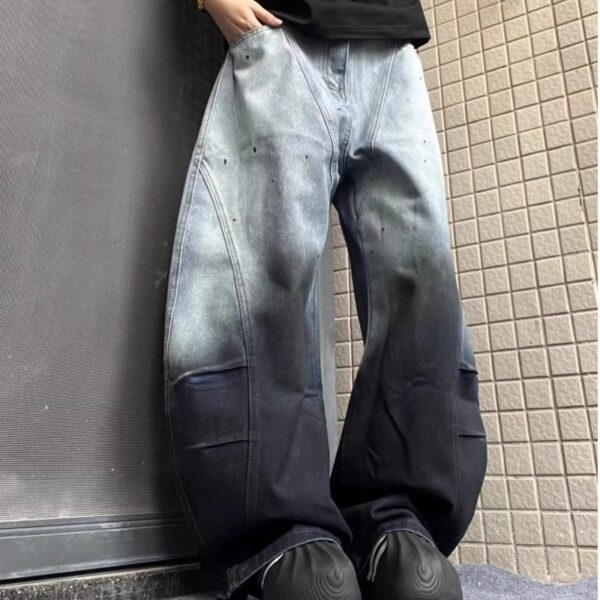 b06b6094-8791-4c7c-b91e-f330046a5868.jpg American-style Vintage Washed Ombre Tie-dye Bootcut Jeans