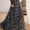 Womens Plaid Chiffon Pleated Skirt
