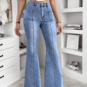 Women's Autumn Winter New Arrival Stretchy Slim-Fit Denim Flared Pants