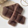 Striped Color Contrast Soft Plush Cross-hole Scarf With Retro And Sophisticated Style, Suitable For Autumn And Winter Commuting And Traveling Outfits.
