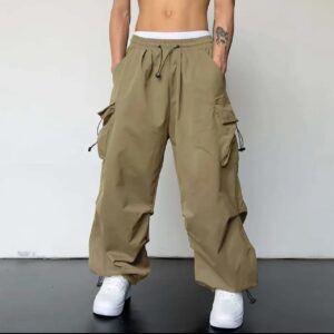 American-style Vintage Work Pants For Men And Women, Summer Versatile Straight-leg, Drapey, Cuffed, Loose Wide-leg Casual Pants-khaki