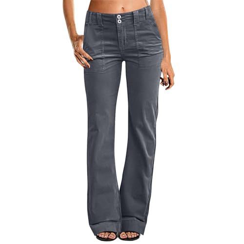 Hot-selling Women's Pocketed Elastic Waist Twill Cotton Pants, High-waisted, Comfortable, Slim-fit, Formal And Casual Wide-leg Pants