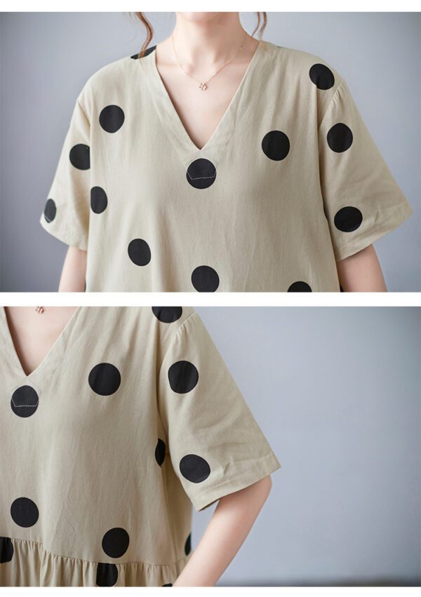 b453914a-cf13-42af-91c0-24a774fbdb72.jpg Loose-paneled Cotton And Linen V-neck Short-sleeved Dress