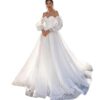 Off-shoulder Lightweight Wedding Dress That Flatters The  With A Trailing Train