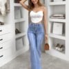 Women's Autumn Winter New Arrival Stretchy Slim-Fit Denim Flared Pants
