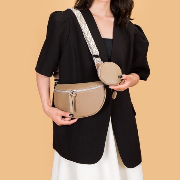 b907eada-17ad-4223-8192-4f06aed80468.jpg Leather Fashion Crossbody Bag Elegant Solid Colour Genuine Leather Fanny Packs For Women Stylish Belt Bag Female Waist Pack Ladies Crossbody Chest Bag