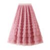 bb3d6f0b-417d-4076-93b6-cdd1c5a0f9f0.jpg A-Line Mesh Ruffle Skirt Women's Temperament Sweet Long Skirt Slim Cupcake Dress Womens Clothing