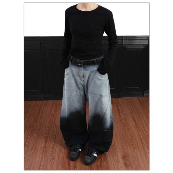 bd049b2d-d81f-4d12-bb87-9d8f19c88255.jpg American-style Vintage Washed Ombre Tie-dye Bootcut Jeans