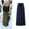 Europe And The United States Large Size Women's Fashion Knitted Skirt 200kg High Waist Long Slit A- Line Skirt Elastic Knee