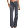 Hot-selling Women's Pocketed Elastic Waist Twill Cotton Pants, High-waisted, Comfortable, Slim-fit, Formal And Casual Wide-leg Pants