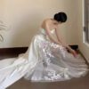 c17f902a-29a5-44a4-8f93-aa6b6cc779bd.jpg Satin Lace Wedding Veil Tube Top Fishtail Wedding Dress
