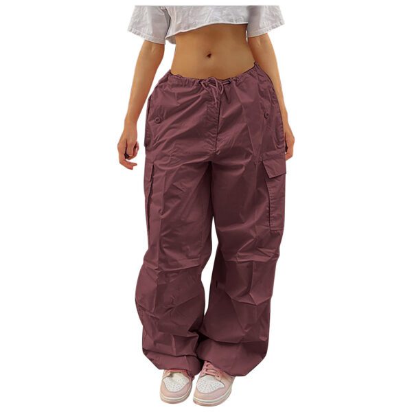 c35bb2c0-716b-4fe5-94cb-216ee89d0c56.jpg Casual Cargo Pants For Women Solid Color Drawstring Pocket Design Fashion Street Trousers Girls