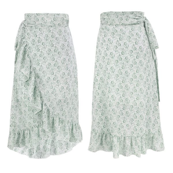 c7de0357-3d13-41f3-8d58-cb25672e89e3.jpg Woman Skirts High Waist Fashion Long Black Knotted Tied Wrap Floral Ruffle Chiffon A-Line Split Skirt Spring Summer Clothes