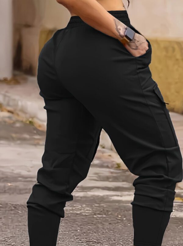 Women's High Waist Cargo Pants Drawstring Multi Pockets Stretchy Casual Pants Fashion Versatile Solid Color Long Trousers