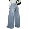 European And American Style Women's Jeans, Washed High-Waisted Double-Layer Split Straight-Leg Pants, Cross-Border Trendy Slim-Fit Floor-Length Denim Trousers