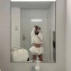 Womens Spring White Short Low-rise A-line Lace Skirt