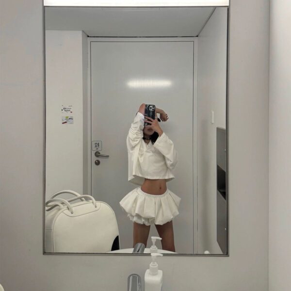 Womens Spring White Short Low-rise A-line Lace Skirt