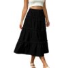 Amazon Cross-border European And American Layered Wood-ear Cake Skirt Drawstring Loose Slim-fit Mid-length Half-length