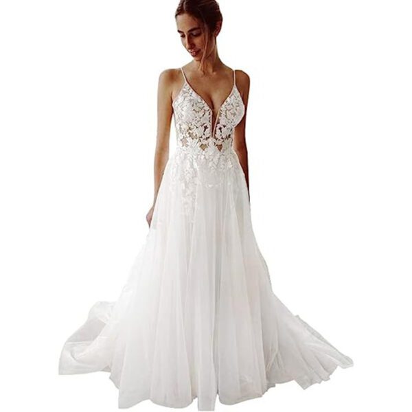 ce727684-ccc7-4e2c-83c2-c80d2898b417.jpg Women's Wedding Dress Lace Strap Backless