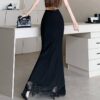 Womens Lace-Panel Sheath Skirt