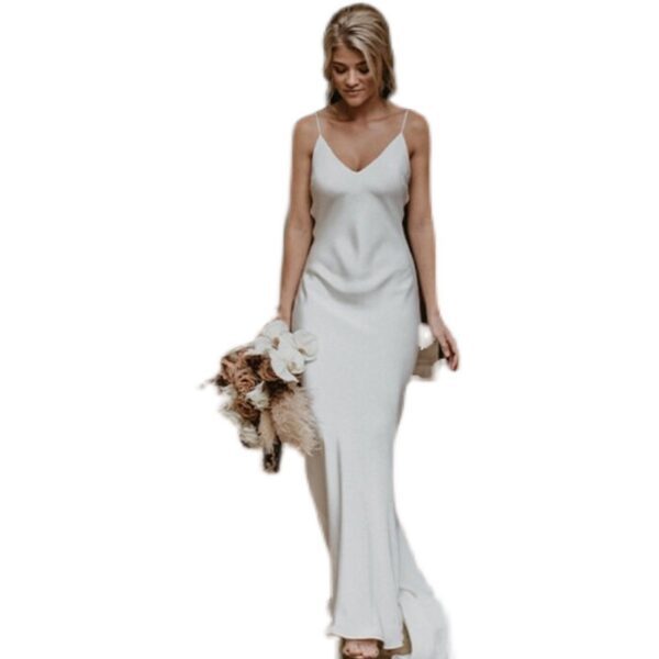 Little White Evening Gown With Train Brigade Shot Long Dress