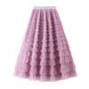 d0065fda-4d61-4a92-9e87-3ac74363bc2c.jpg A-Line Mesh Ruffle Skirt Women's Temperament Sweet Long Skirt Slim Cupcake Dress Womens Clothing