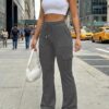 Cross-Border Exclusive Supply Of European And American Style High-Waisted Drawstring Flared Cargo Pants For Women, Loose Wide-Leg Multi-Pocket Casual Long Pants