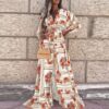 New women''s V-neck short sleeve printed long dress