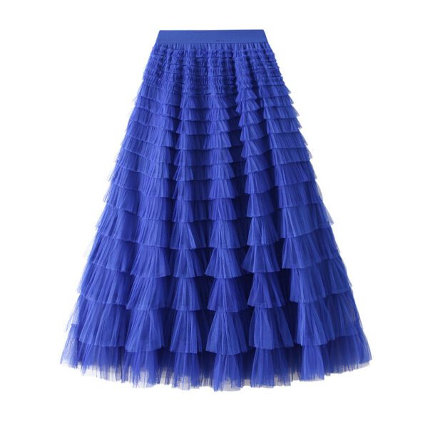 d4c88164-3d06-4e55-8fda-c7bfd191c56c.jpg A-Line Mesh Ruffle Skirt Women's Temperament Sweet Long Skirt Slim Cupcake Dress Womens Clothing