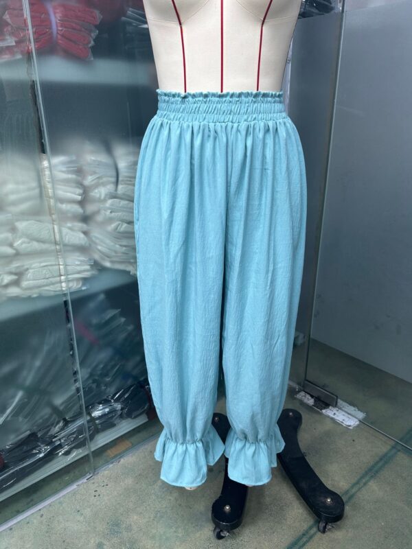 2026 Summer New Cross-Border European And American Style Loose Casual Cotton And Linen Ruffle Lantern Pants For Women
