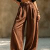 2026 Women's Spring And Autumn European And American New Style Women's Pants Solid Color Fashion Casual Loose Versatile Pocket Elastic Waist Pants