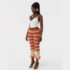 Spring Summer European Casual Fashion Mesh Pants With Open Holes And Striped Patterns Suitable For Various Outfits With Drawstring Waist And Single Piece Design