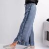 d8a30c0c-c242-4435-996f-af39e8d8bc22_water.jpeg Womens Washed Cotton Denim Flared Pants With Ruffled Hem