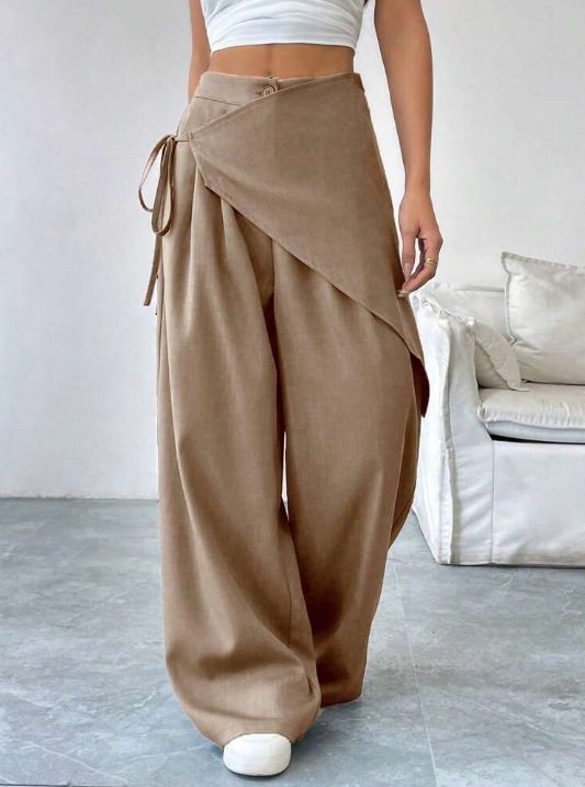 Irregular Suit Pants For Women 2025 Southeast Asia Cross-Border New Design Loose Slimming High-End Wide-Leg Pants For Women