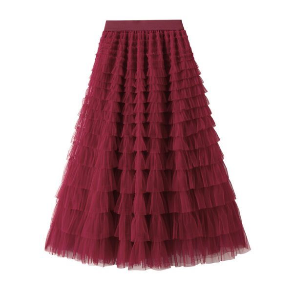 dce6a457-9c54-4c76-9238-f54ab9094ea8.jpg Cake Skirt Women's White Gauze Skirt Pleated Skirt