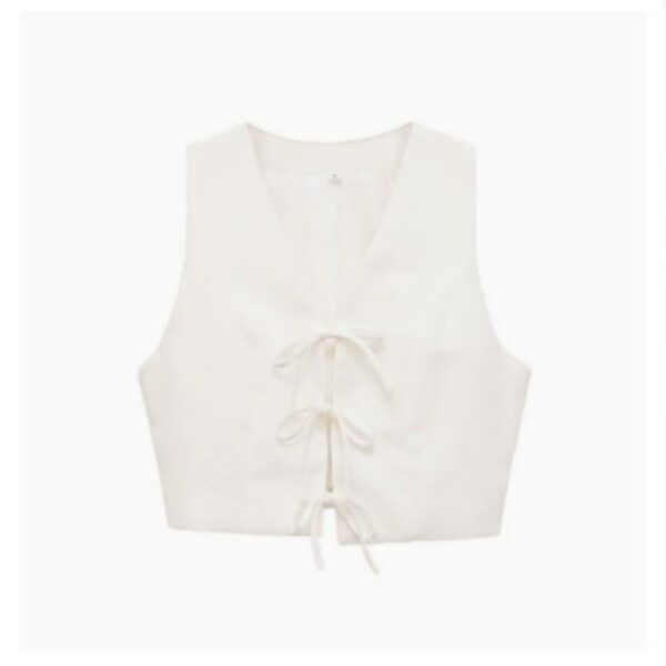 Bow-tie Lace-up Vest Top High-waisted Wide-leg Trousers