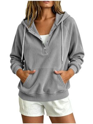 dd7e0934-678a-4aca-932b-c31dd6d68e9b.jpg 2026 Autumn New Style European Women's Dressy Corduroy Hooded Sweatshirt With Half-Closed Button And Drawstring Loose Top For Women