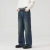 Black And Gray Wide-leg Jeans High-waisted Loose-fit Slim-cut