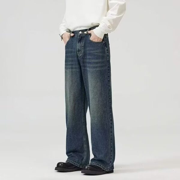 Black And Gray Wide-leg Jeans High-waisted Loose-fit Slim-cut