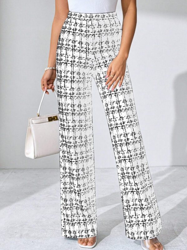2025 Summer European And American Cross-Border Amazon Popular Women's Fashion Casual Plaid Print Trousers