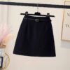 Gray Suit Skirt With Belt For Women