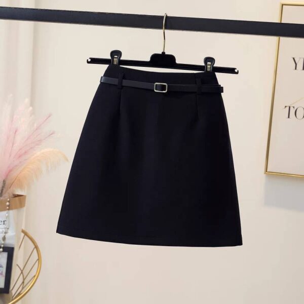 Gray Suit Skirt With Belt For Women