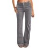 Hot-selling Women's Pocketed Elastic Waist Twill Cotton Pants, High-waisted, Comfortable, Slim-fit, Formal And Casual Wide-leg Pants